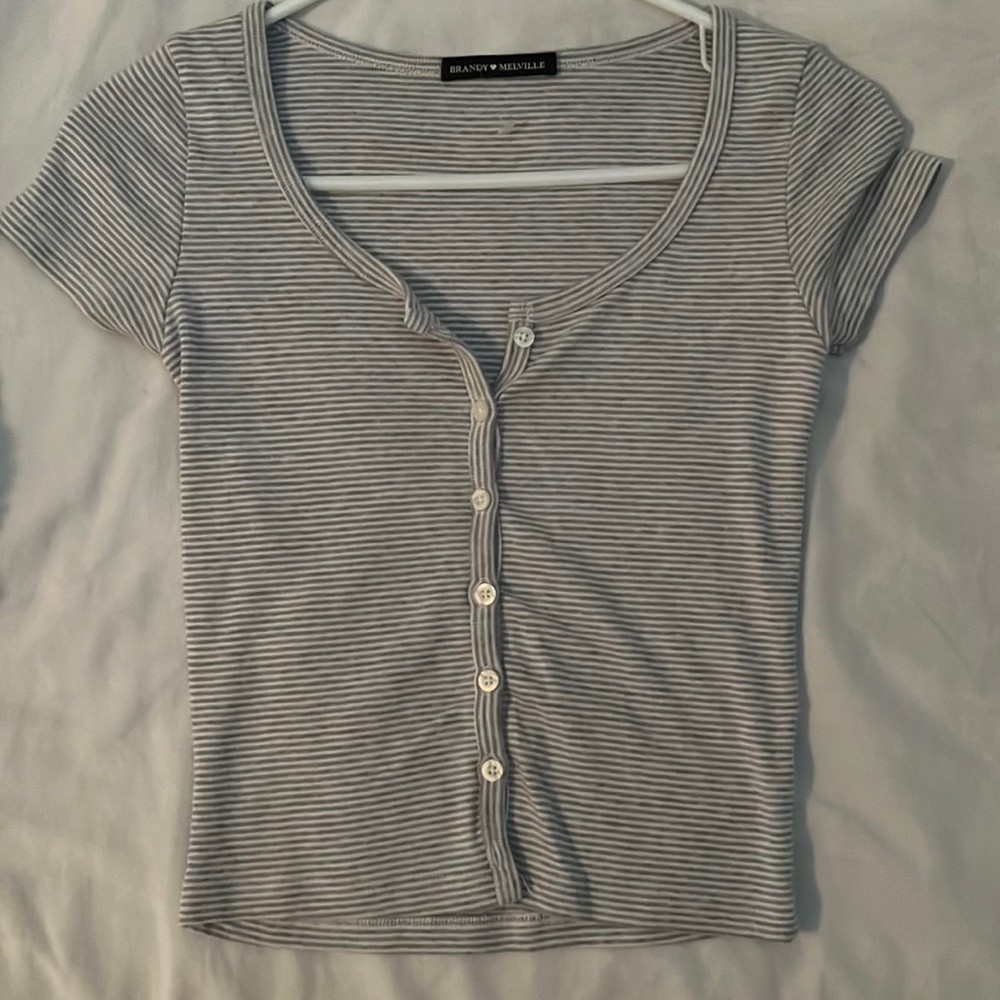Brand new grey and white striped brandy tee. One size:)